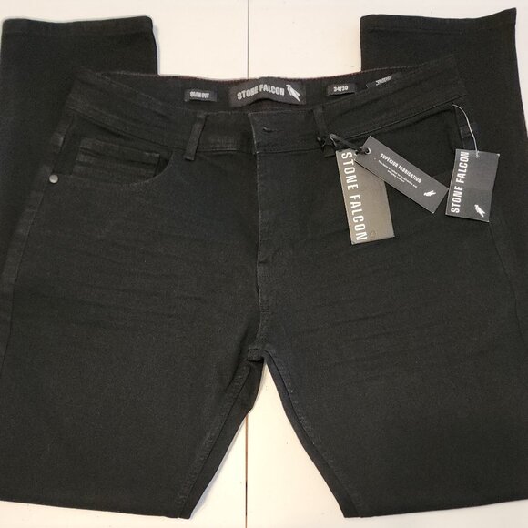 Stone Falcon Mens Jeans/Pants 34x30 Slim Fit Stretch Comfort Jet Black NEW w/Tag - Picture 1 of 14